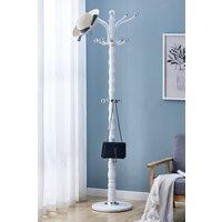 Modernique Vetro Thick Metal Tube Stand Tube Coat Rack with Heavy Sturday Marble Base in White