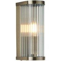 Netlighting Ridgeton Wall Lamp Antique Brass Plate & Clear Ribbed Glass E14 in Gold