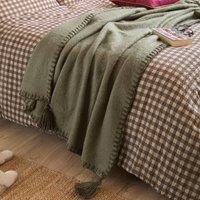 Yard Lowen Wool Blend Brushed Throw in Green | Size: 130 cm x 170 cm