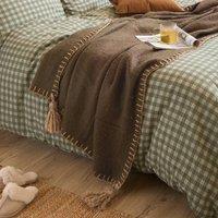 Yard Lowen Wool Blend Brushed Throw in Chocolate | Size: 130 cm x 170 cm