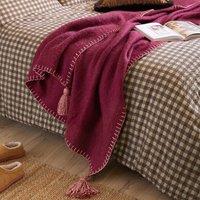 Yard Lowen Wool Blend Brushed Throw in Plum | Size: 130 cm x 170 cm
