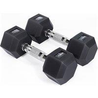 Core Balance Hex Dumbbell Pairs PVC Encased Cast Iron 2.5kg to 30kg in Black | Size: 22.5kg