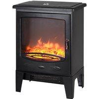 HOMCOM Electric Heater Safe Efficient Fireplace Freestanding Artificial Flame Effect in Black