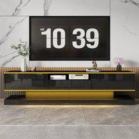 Matteo Modern High Gloss TV Cabinet with LED Lights & Storage Drawers in Black