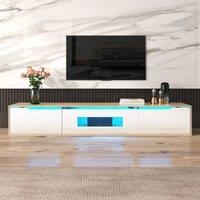 Matteo Modern High Gloss White & Wood TV Cabinet with Colour Changing LED