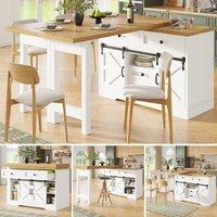 Matteo Extendable Kitchen Sideboard & Dining Table Combo, White