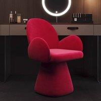 Matteo Red Fabric Rotating Vanity Stool - Light Luxury Bedroom Dressing Chair in Light Red