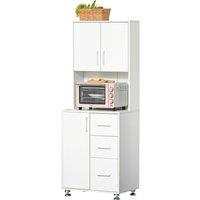 HOMCOM Kitchen Cupboard with Storage Cabinets, 3 Drawers for Living Room in White