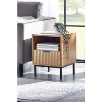 Julian Bowen Sia Fluted 1 Drawer Bedside Table with Shelf in Light Oak