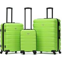 Flight Knight Set of 3 Hard Shell Suitcase Cabin & Check in Cases with TSA Lock in Green | Size: 3 Pack