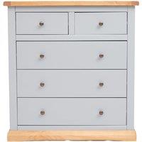 Cabinet Bits Bomporto 5 Drawer Chest of Drawers Brass Knob in Light Grey