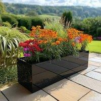 Woven Wood 120cm Zinc Galvanised Polished Black Trough Planter