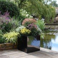Woven Wood 40cm Zinc Galvanised Polished Black Square Planter