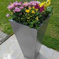 Access Garden Products 90cm Zinc Galvanised Silver & Black Textured Tall Tapered Square