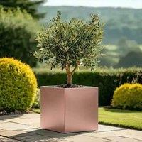 Access Garden Products 60cm Zinc Galvanised Brushed Rose Gold Finish Square Planter