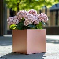 Access Garden Products 40cm Zinc Galvanised Brushed Rose Gold Finish Square Planter