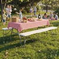 HD Designs Home Vida 5ft Folding Garden Table & 2 Benches Outdoor Dining Set in White