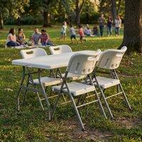 HD Designs Home Vida Garden 5ft Folding Table & Set of 4 Folding Chairs in White