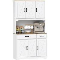 HOMCOM 175cm Tall Kitchen Pantry, Kitchen Cabinet w/ Drawers, Shelves, White