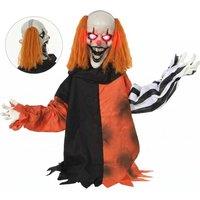 HOMCOM Animated Halloween Clown with Face Changing Animatronics in Orange