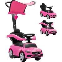 AIYAPLAY 3 in 1 Licensed Mercedes-Benz Ride on Push Car with Canopy in Pink
