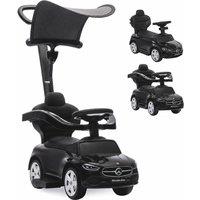 AIYAPLAY 3 in 1 Licensed Mercedes-Benz Ride on Push Car with Canopy in Black