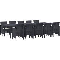 Berkfield Home 11 Piece Garden Dining Set with Cushions Anthracite Poly Rattan