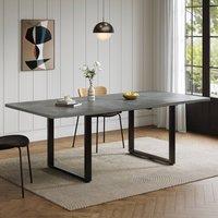 Merax Extending Dining Table with Black U-Shape Metal Legs in Grey
