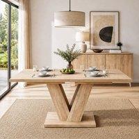 Merax 4 To 8 Seater Extendable Dining Table with V Shaped Metal Legs in Natural
