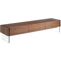 Angel Cerda Walnut TV Stand with Tempered Glass Legs & 3 in Brown