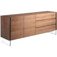 Angel Cerda Walnut Veneer Sideboard with Tempered Glass Legs in Brown