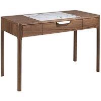 Angel Cerda Walnut Dressing Table with Glossy White & Grey Marble in Brown