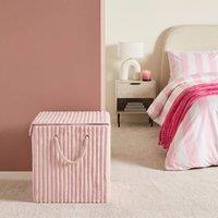 OHS Ribbed Faux Fur Folding Laundry Basket Bag with Lid in Pink