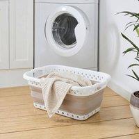 OHS Collapsible Laundry Basket Folding Washing Clothes Storage in Natural