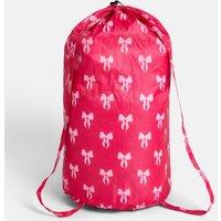 OHS Printed Drawstring Laundry Bag Travel Backpack Lightweight in Bright Pink