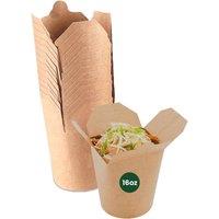 ECONX Kraft Noodle Pot Box 16oz Round Biodegradable Deli Takeaway Food Box in Brown | Size: 200 Pieces