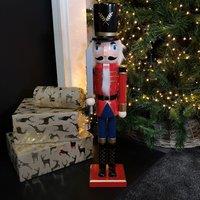 Samuel Alexander 60cm Traditional Wooden Christmas Nutcracker Soldier Decoration with Red Body