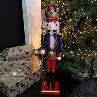 Samuel Alexander 60cm Traditional Wooden Christmas Nutcracker Soldier Decoration with Blue Body