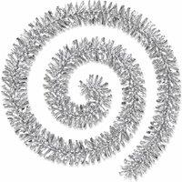 Shatchi 2M Silver Chunky Tinsel Garland Christmas Decoration | Size: 1 Pack