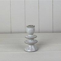 KDMD Grey Petite Glazed Ceramic Candle Holder with Textured Detail - 11mm