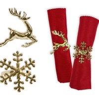 KDMD Gold Christmas Napkin Rings 3 Pack