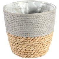 KDMD 19cm Round Two Tone Seagrass & Grey Paper Basket 2 Pack