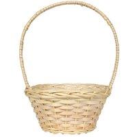 KDMD White Unpeeled Basket 27.5cm Round Basket with Handle in Natural