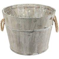 KDMD Grey Wash Barrel with Rope Handles 25.3cm