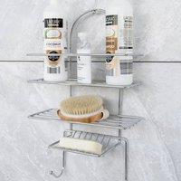 EONLION SHOWER CADDY TRIPLE ORGANISR WITH HANGING HOOK SHELF in Silver