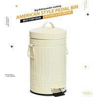 EONLION 3 Litre Retro Vintage Pedal Bin Rubbish Waste Dustbin in Cream | Size: 100 cm