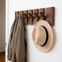 KORVIXA Walnut colour Piano Key Coat Hook Rack 6 Hooks in Brown | Size: 900mm