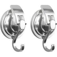 PAWNORA 2Pcs Vacuum Heavy-Duty Suction Cup Hook in Silver