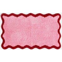 PAWNORA Soft Non Slip Scallop Bath Mat Novelty Contrast Edge Rug in Pink