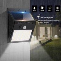 EONLION 4X Solar Power PIR Motion Sensor Wall Lights LED Outdoor Garden in Black | Size: 100 cm
